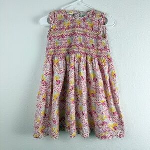 Laura Ashley Girls Kids Floral Cotton Smocked Shirred Summer Dress 6